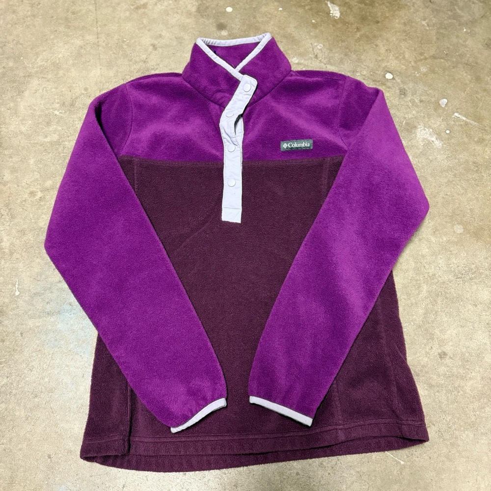 Women's Columbia 1/4 Snap Fleece Pullover Jacket Small Purple  with collar